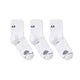 Three white athletic socks.