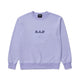 Lavender crewneck sweatshirt.