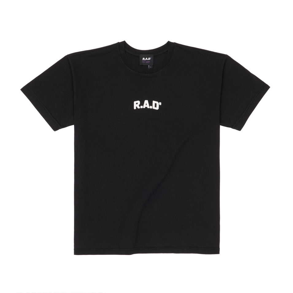 Black T-shirt with white lettering from LAZER TEE BLACK collection