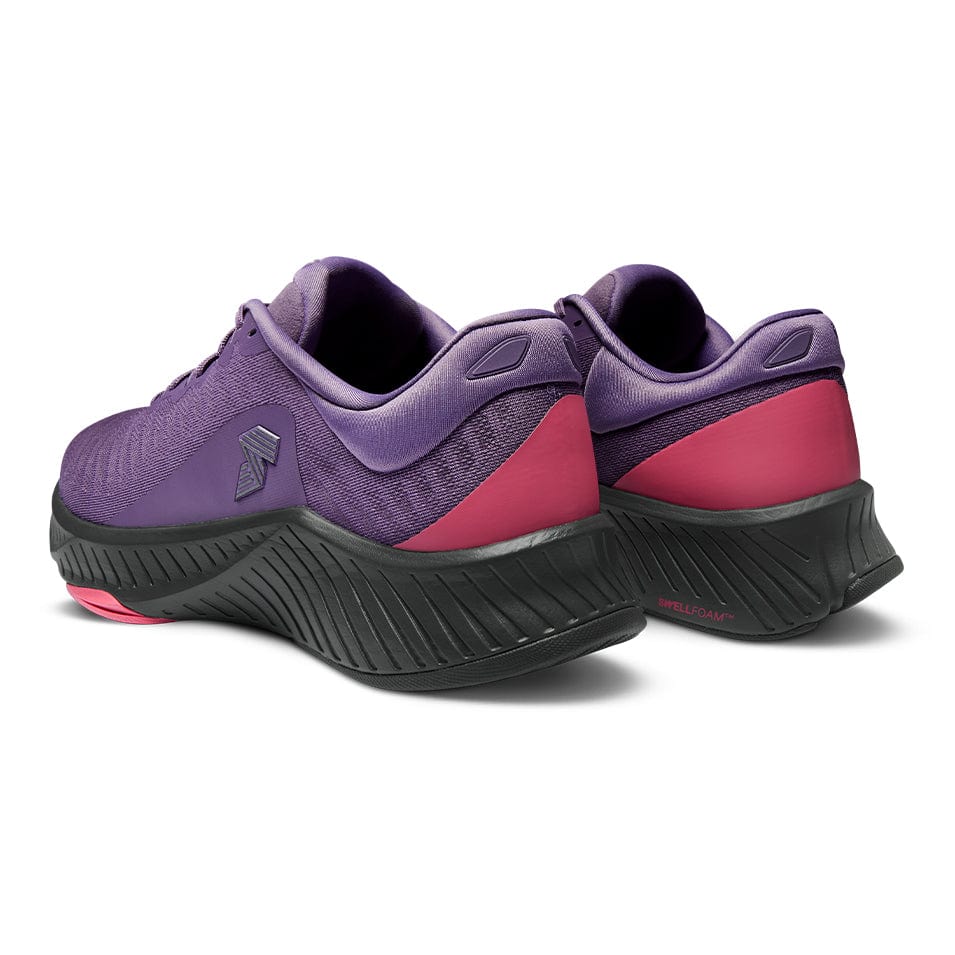 Purple and pink running shoes.