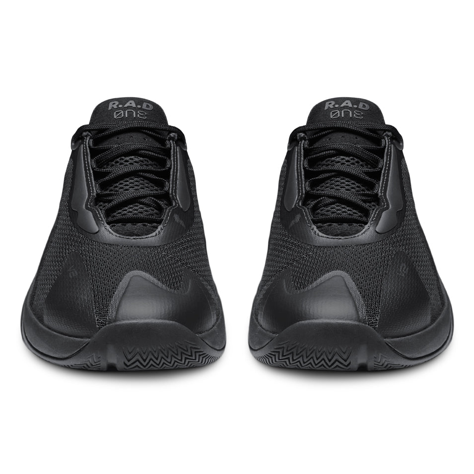 Pair of black athletic shoes.