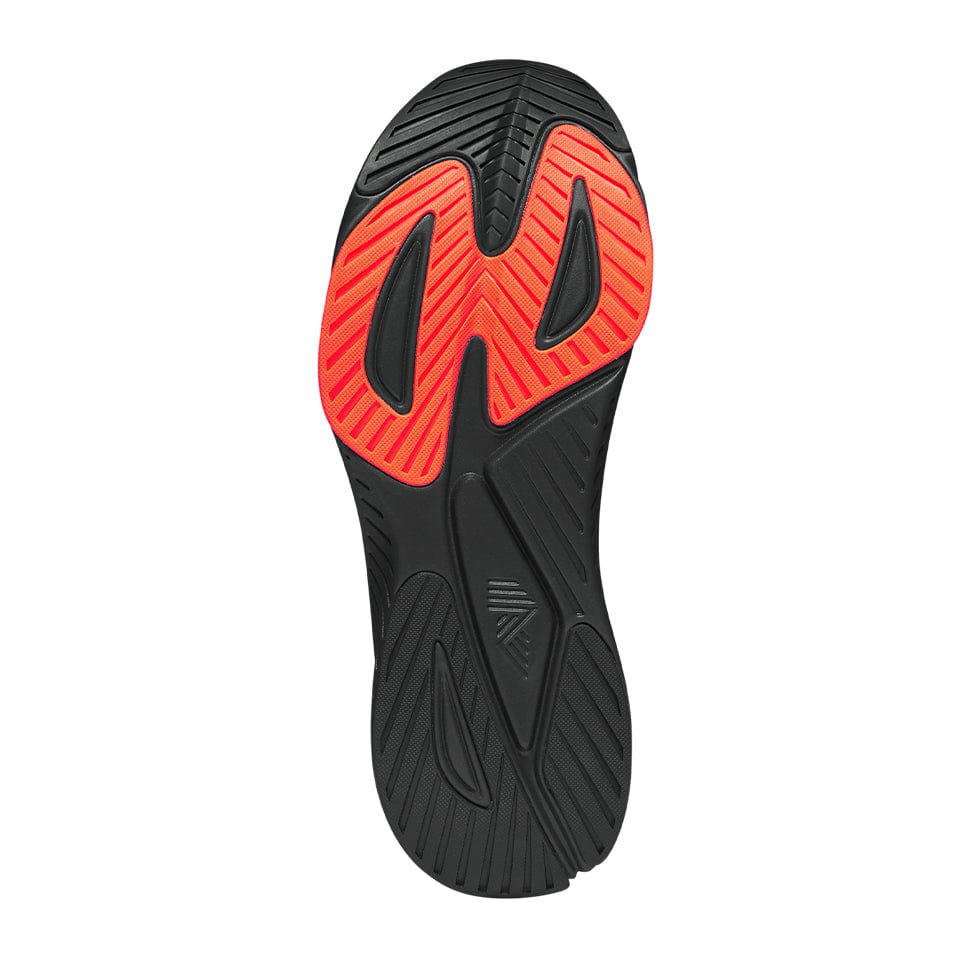 Black and red shoe sole.