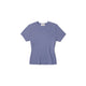 Periwinkle short-sleeved t-shirt.