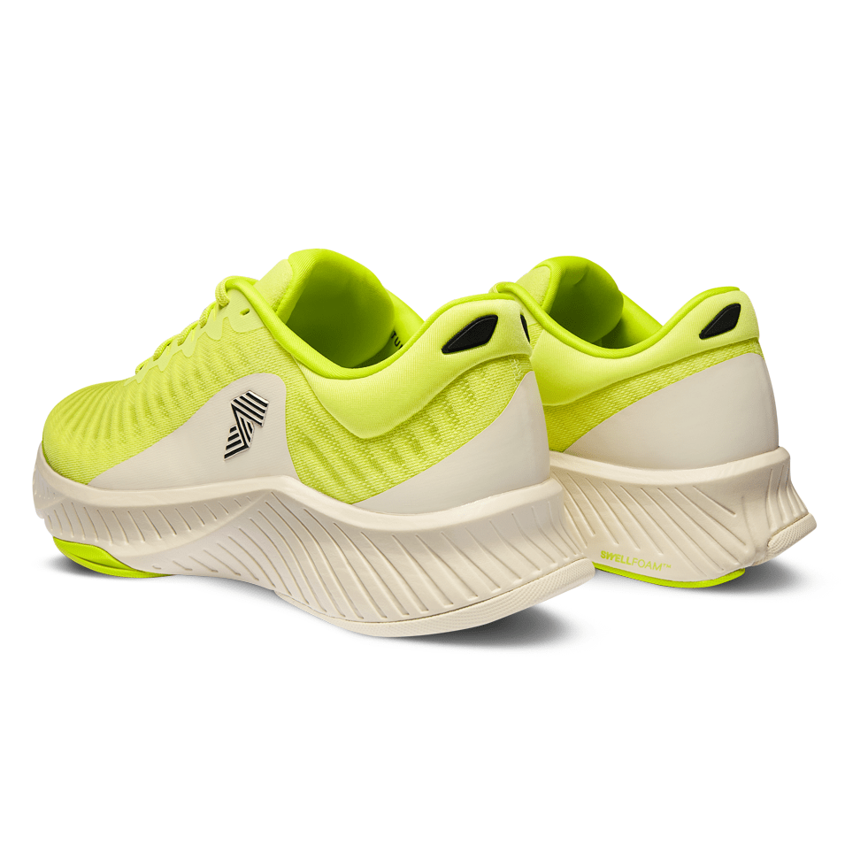 Pair of yellow running shoes.