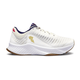 White running shoe with gold accent.